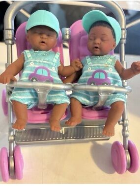 ZURU My Mini Baby Playset rare twin boys in stroller unmade.